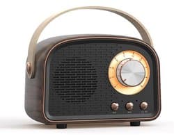 Ynkkvre - Draadloze Retro Speaker - Mini Bluetooth Box - Draagbare Luidspreker - Bluetooth 5.0 - FM Radio & USB/SD - Snellaadbaar - 5 uur Speeltijd - Compact Design - Zwart
