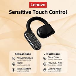 Lenovo LP76 - Bluetooth Oordopjes - Oorhaak - Zwart — thumbnail 3