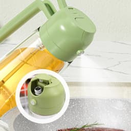 JeiibrZui Glazen Oliespuit - Oliedispenser - 2-In-1 Spreiden En Schenken - 470 Ml - Voor Koken, Airfryer, Barbecueën - Groen — thumbnail 4