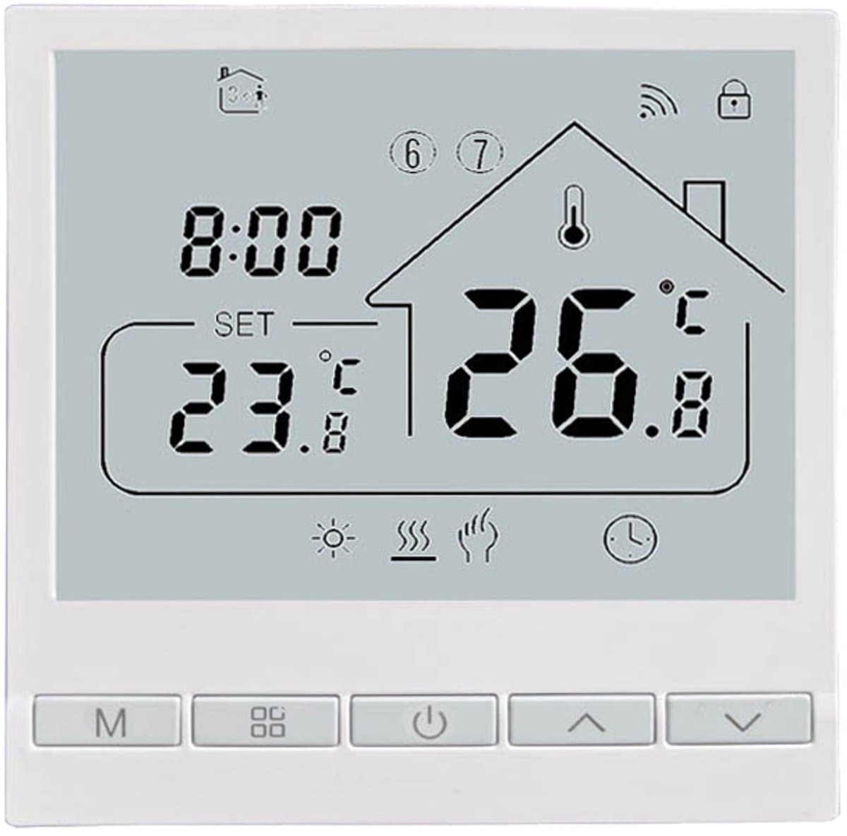 Opbouw Thermostaat - Touchscreen - Handmatig en automatisch - Opbouwmontage - Tuya Smart Life -16A - Thermostaat voor cv - Draadloos met Wifi - Wit — afbeelding 1