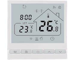 Opbouw Thermostaat - Touchscreen - Handmatig en automatisch - Opbouwmontage - Tuya Smart Life -16A - Thermostaat voor cv - Draadloos met Wifi - Wit