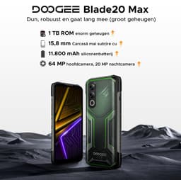 DOOGEE Blade 20 Max 4G - Robuuste Smartphone - Robuuste Telefoon - 36GB RAM + 1TB ROM /2TB TF - Helio G100 - 11800 mAh/ 33 W - 6,6 inch + 120 Hz - 3 kaartsleuven - 20MP Nachtzicht - Face ID - IP68 - Groen — thumbnail 6
