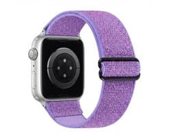 Paars smartwatch bandje – horloge band – dames en heren – elastische nylon strap – subtiele glitter afwerking – geschikt voor Apple Watch 38 mm / 40 mm / 41 mm / 42 mm (serie 10 / 11)