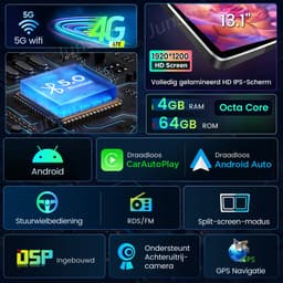 Junsun Android 15 Autoradio Geschikt Voor Peugeot 107 Toyota Aygo Citroen C1 Accessoires, 4GB+64GB, Draadloze CarPlay & Andriod Auto, DAB+, GPS-Navigatiesystem, Bluetooth, Stuurwielbediening, 13.1-inch 2K Touchscreen, 4G, DSP, Octa-core processor — thumbnail 5