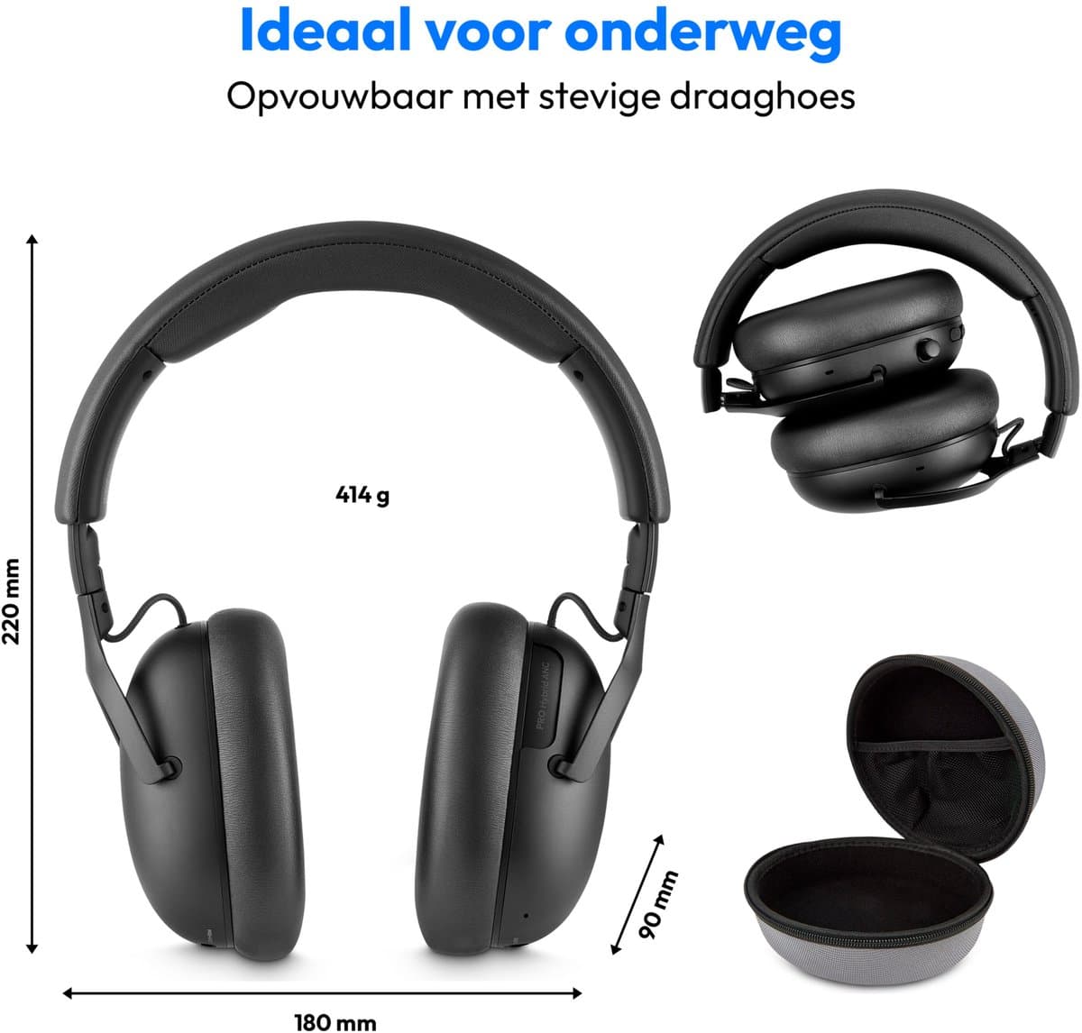 MEDION Over Ear koptelefoon HX-1 Pro (draadloos, hybride actieve ruisonderdrukking ANC, Bluetooth 6.0, 7+1 EQ-presets, tot 190 u batterijduur, spatwaterdicht IPX4), urban antraciet — afbeelding 1