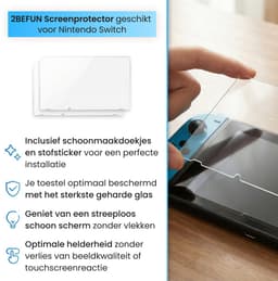 2BEFUN Screenprotector geschikt voor Nintendo Switch - 2 Stuks - Gehard glas - Screenprotectors - Beschermglas - Accessoires — thumbnail 5