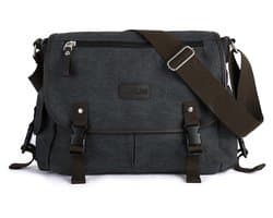 Flolife - Unisex laptop schoudertas - Grote capaciteit - Messenger handtas - Meerdere zakken -14-inch laptoptas - Verstelbare riem