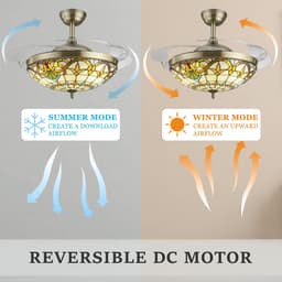 Plafondventilator met Licht en 6 Snelheden Tiffany Stijl Dimbaar — thumbnail 1