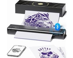 Tattoo Stencil Printer – Tattooprinter – Sjabloonprinter – Thermische Printer – Bluetooth Printer – Draagbaar en Lichtgewicht – Anti-rimpelprinttechniek voor Strakke Prints – Zwart