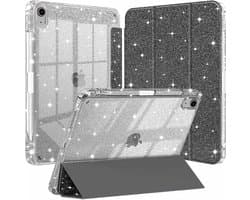 Beschermhoes voor iPad Generatie 11 (2025) & 10 (2022) 11/10.9 Inch met Penhouder en Glitter Transparante Achterkant