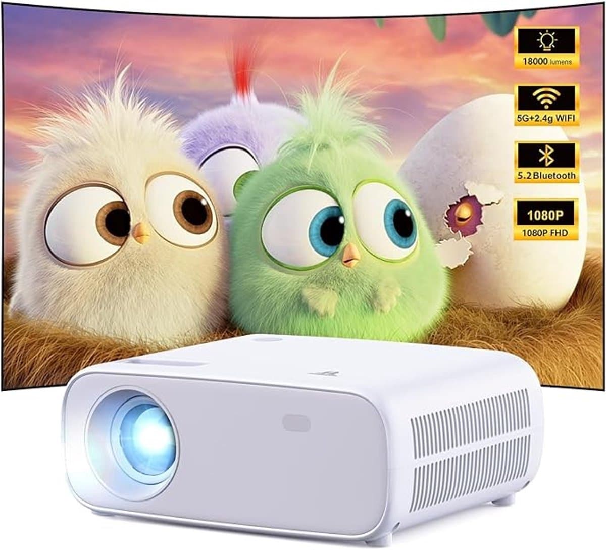 Full HD beamer met draadloze connectiviteit en 4K-ondersteuning in roze — afbeelding 1