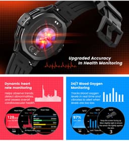 Knobbout 1.46“ Scherm(4cm) Advanced GPS Sport Smartwatch – Sportcapaciteit & Traininganalyse - GNSS Satellietnavigatie - GOMORE Trainingsalgoritme - Lactaatdrempel Test - 30 m Waterdicht- 500mAh - Zwart — thumbnail 2