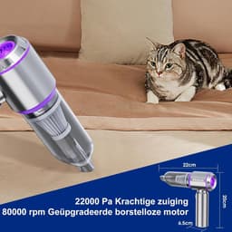 SNJY® Auto Stofzuiger - Kruimeldief - Handstofzuiger - Kruimelzuiger - 6 Opzetstukken - Zuigen en Blazen - 120 W - Grijs/Paars — thumbnail 5