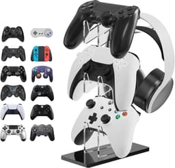 Universele 3 Tier Headset Stand - Controller Stand - Gaming Accessoires - Compatibel met PS5 DualSense Edge - Xbox Elite / Core Wireless - Switch Pro Controllers (Zwart) — thumbnail 1