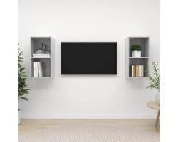 Tv-wandkasten Set - Rekken Met Opbergruimte - Organisatie Thuis - Verticaal Of Horizontaal - 37x37x72 Cm - Betongrijs