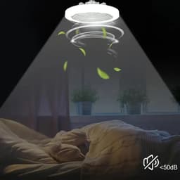Livano Plafondventilator - Met Verlichting - Plafond Ventilator - Met Lamp - Plafonniere Met Ventilator - Met Licht - Wit - 22.5cm — thumbnail 2