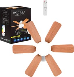 Livano Plafondventilator - Met Verlichting - Plafond Ventilator - Met Lamp - Plafonniere Met Ventilator - Met Licht - Zwart/Hout - 51cm — thumbnail 1