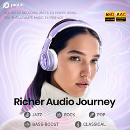Picun Solo 6 – Draadloze Koptelefoon – Hoofdtelefoon – 140 uur Speelduur – Bluetooth 5.4 – Paars — thumbnail 3