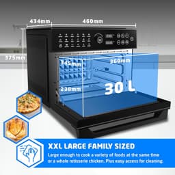 RFWR® Digitale heteluchtfriteuse oven 30L met rotisserie - XL Familieformaat 18-in-1 Dual Cook met 360° hete luchtcirculatie — thumbnail 3
