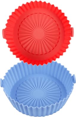 2-pack ronde siliconen bakmandjes Geschikt voor airfryer van 1-3,5 liter, siliconen pannen en kommen voor airfryer, herbruikbare bakplaten, ovenaccessoires (boven 16,5 cm / onder 14 cm) — thumbnail 1
