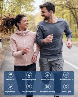 RFWR® Bone Conduction Hoofdtelefoon met Bluetooth 5.3 en 20 Uur Speeltijd, Waterdichte Sporthoofdtelefoon voor Hardlopen en Fietsen — thumbnail 3