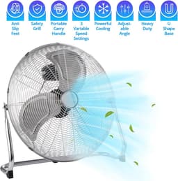 RFWR® Vloerventilator 3 Snelheden - Draagbare Koelventilator voor Thuis en Sport - Kantelbaar en Stil — thumbnail 4