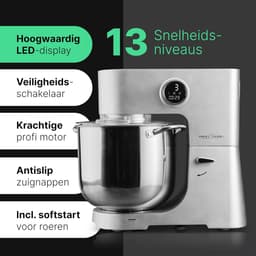 RFWR® Keukenmachine XXL 12L | Kneedmachine met 2500W Motor | Food Processor voor 8,5 kg deeg | 12 snelheden | LED-display — thumbnail 3