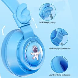 Gloovon® - Draadloze Koptelefoon Kinderen - Gehoorbescherming Kinderen - Bluetooth 5.3 - Koptelefoon met Microfoon - Blauw — thumbnail 2