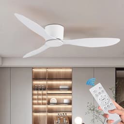 Kioki Plafondventilator - 106cm - Afstandsbediening + App besturing - Plafond Ventilator - Wit - Slaapkamer - Timer - 6 standen - Plafonniere — thumbnail 1