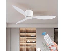 Kioki Plafondventilator - 106cm - Afstandsbediening + App besturing - Plafond Ventilator - Wit - Slaapkamer - Timer - 6 standen - Plafonniere — afbeelding 1