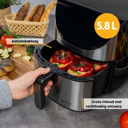 TZS First Austria Airfryer - Heteluchtfriteuse - 5,8L - 1700W - 80ºC tot 200ºC - Digital Touchscreen - Zwart — thumbnail 5
