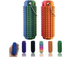 2-pack, draagbare vingertoptool, mini-decompressiespeeltje voor volwassenen, pijnverlichting, 3D-printen, ventilatiesleutelhanger, sleutelhanger met spikes, angstverlichting, nieuwigheidscadeau