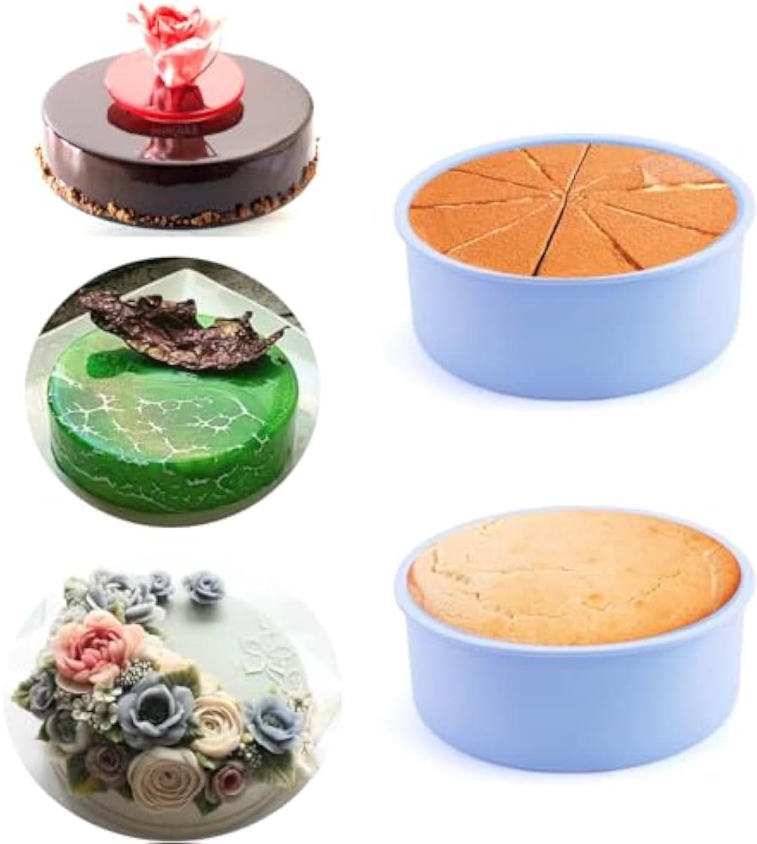 Siliconen bakvorm, rond, 15 cm, 2 stuks, siliconen bakvorm, bakvormen voor heteluchtfriteuse, airfryer, siliconen bakvorm voor gelaagde cake, cheesecake, cake en brood — afbeelding 1