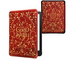 kwmobile e-reader hoesje geschikt voor Amazon Kindle Paperwhite (2024)/Colorsoft hoes - E reader flip case met magnetische sluiting - Ereader cover - Sprookjesboek design in geel / oranje / rood