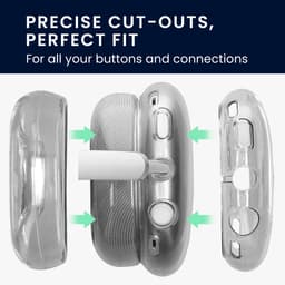 kwmobile 3-in-1 Hoofdtelefoonhoes voor Apple AirPods Max / AirPods Max 2 Hoesje - 360° TPU-hoes voor hoofdtelefoon - transparant / zwart — thumbnail 4