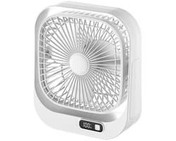 Ventilator - Fan - Tafelventilator - USB oplaadbaar - Stil en lichtgewicht - Met LED - digitaal display - 360° verstelbaar - 3 snelheden - Zwarte circulatieventilator met borstelloze motor - Voor kantoor, thuis en op reis (wit) — afbeelding 1