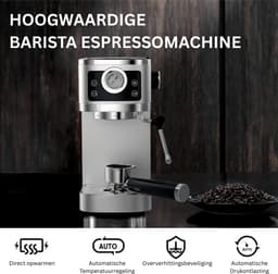 DailySupplies® Espressomachine - Koffiezetapparaat - Koffiemachines - Zilver + Zwart — thumbnail 4