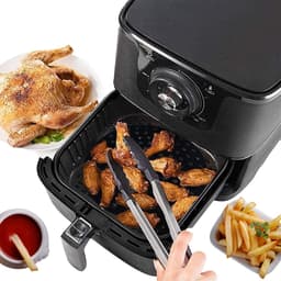 2-pack - Airfryermat - Siliconen Airfryer Liners - 7,5 inch herbruikbare siliconen matten van voedingskwaliteit - antiaanbaklaag en hittebestendige accessoires voor Airfryer - Zwart en rood — thumbnail 3