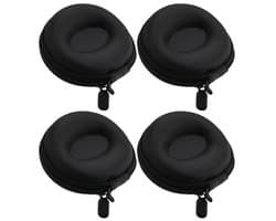 Horlogeboxen - 4 stuks - Zwart - Voor 1 Horloge - Ronde enkele horlogekast - Horloge Doos - Slimme horloge reisdoos - Horlogedoos - Horloge Opbergdoos - 9.5*9.5*5.5cm - Reisaccessoires - Voor mechanische horloges en smartwatches