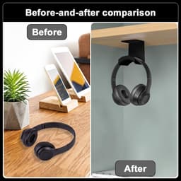 2 Stuks koptelefoonstandaard - Headset Hanger - Haak - Koptelefoon Standaard - Headset Houder - voor gamingheadsets - Headset Stand - Muur - koptelefoon standaard - antislip en slijtvast - voor bureaus en computertafels - Klevend - zwart — thumbnail 2