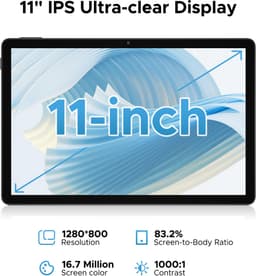 DOOGEE Tablet U11-Android 15 -11 inth 90 Hz-16 GB RAM+ 128 GB ROM/TF 2TB - Dubbele boxluidsprekers - 8580 mAh - Face ID - 5G WiFi - Widevine L1 - GPS - Zwart — thumbnail 4