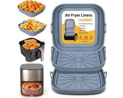 Siliconen Air Fryer Pot - 3 Stuks Herbruikbare Liners voor Heteluchtfriteuse en Magnetron - Vierkante Opvouwbare Tray Rack Basket Accessoires