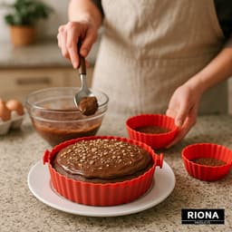 Riona Airfryer bakvorm 7stuks silicone -ovenschaal-Heteluchtoven set 6+1 stuks - rood -accesoires airfryer - cupcakes - Black Friday acties - Cyber Monday deal — thumbnail 9