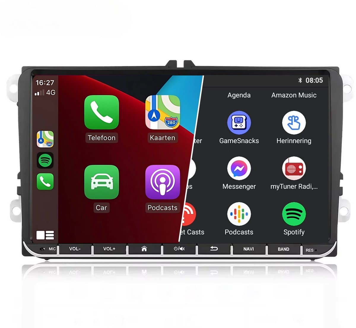 Carplay autoradio voor Volkswagen Polo T5 Passat Tiguan Touran Golf 5 6 | 2003 t/m 2020 | 9 INCH | Draadloos Apple Carplay en Android Auto | 2GB + 64GB | 4-Core | Denago | 2025 model | Bluetooth & Wifi — afbeelding 1