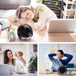 RFWR® Mini-tafelventilator met 5 Snelheden en Sterke Luchtstroom - Draagbaar en Stil Bureau Model met 360° Draaibare Kop — thumbnail 4
