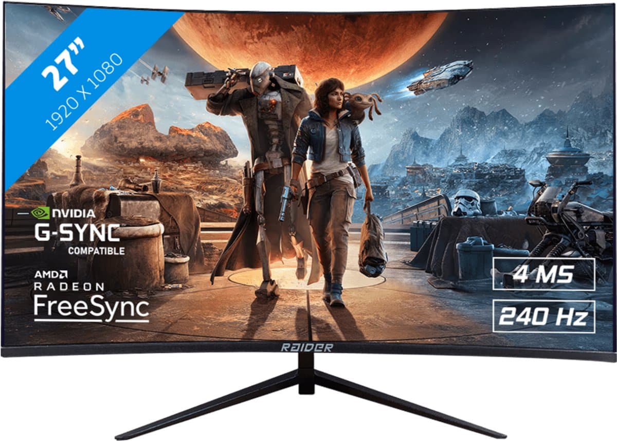 RAIDER Pro Gaming Monitor - FreeSync/G-Sync - 240Hz - Curved - 27 inch — afbeelding 1