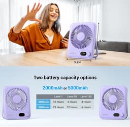 RFWR® Draagbare Mini USB Ventilator met 24u Accu - Fluisterstil en 100 Snelheden — thumbnail 3