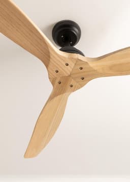 RFWR® Plafondventilator Zwart met Naturel Houten Bladen - Stil & Efficiënt - Ø132 cm — thumbnail 4