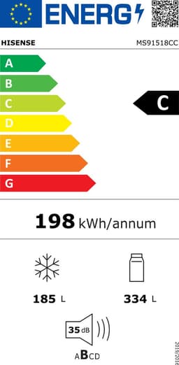 Hisense MS91518CC – Side-by-Side Amerikaanse Koelkast – 519 Liter – Energieklasse C – Inox — thumbnail 2