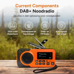 Noodradio - DAB+ - Solar Opwindbaar - Powerbank - Draagbare Radio - Noodpakket - Zaklamp - Opladen en op Batterijen - Bluetooth - Volledig Nederlands — thumbnail 4